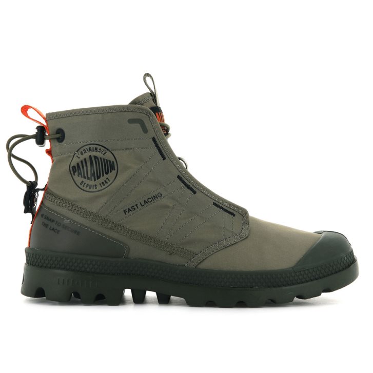 Palladium Pampa Travel Lite Men\'s Boots Olive | UK T289-WHM